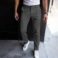 thumbnail image 2 of MXALUOB Men's Slim Fit Dress Pants Stretch Straight Leg Pleated Business Trousers with Button Closure Solid Color Classic Chino Pant, 2 of 7