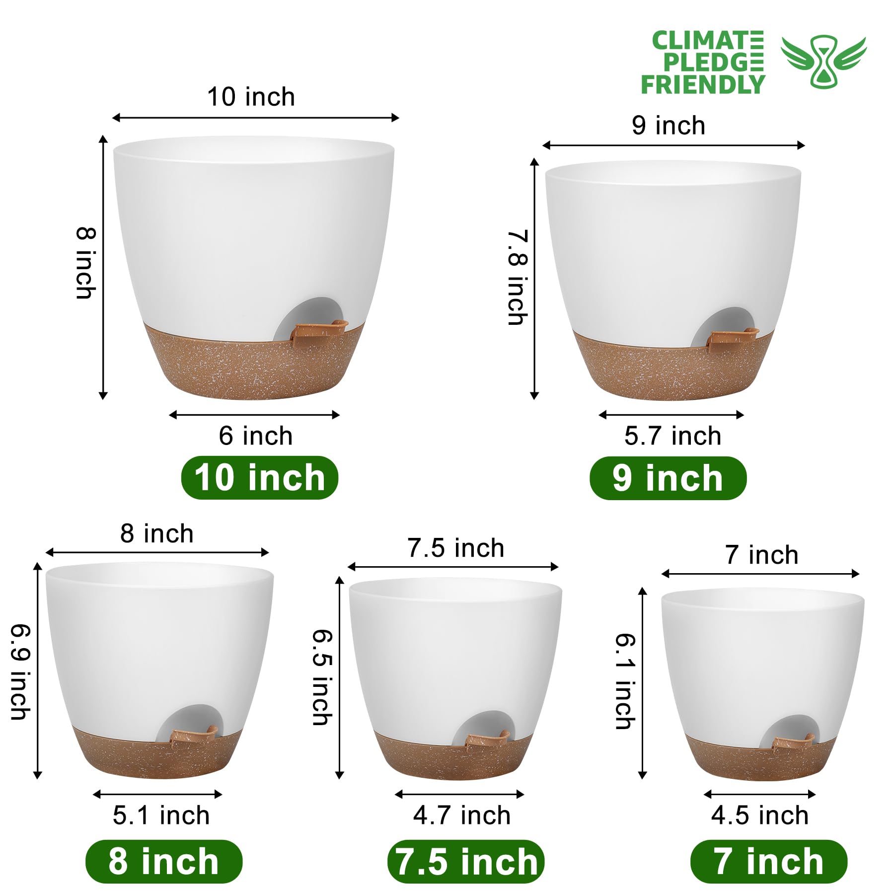 Aertyole Self-Watering Planters, Set of 5, White photo 5