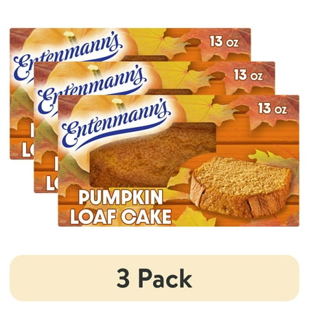(3 pack) Entenmann's Pumpkin Loaf Cake, 13 oz, Loaf Cake, Box
