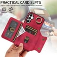thumbnail image 6 of SaniMore for Samsung Galaxy A34 5G (6.6" 2023) Case, PU Leather Skin Shockproof Bumper Flip Purse RFID Blocking Metal Ring Stand Shell, Card Holder Cash Pocket Anti-drop Cover, Red, 6 of 17