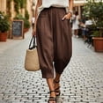 thumbnail image 2 of Tqyyweavej Harem Pants Women Elastic Waisted Comfy Balloon Pants Trousers Baggy Solid Color Capri Pants for Women with Pockets, 2 of 10