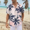 thumbnail image 2 of NAMTYQX Mens Hawaiian Shirt Button Up Hawaiian Printed Light Short Sleeve Casual Plus Size V Neck Mens Graphic T-Shirts Purple Size L, 2 of 5