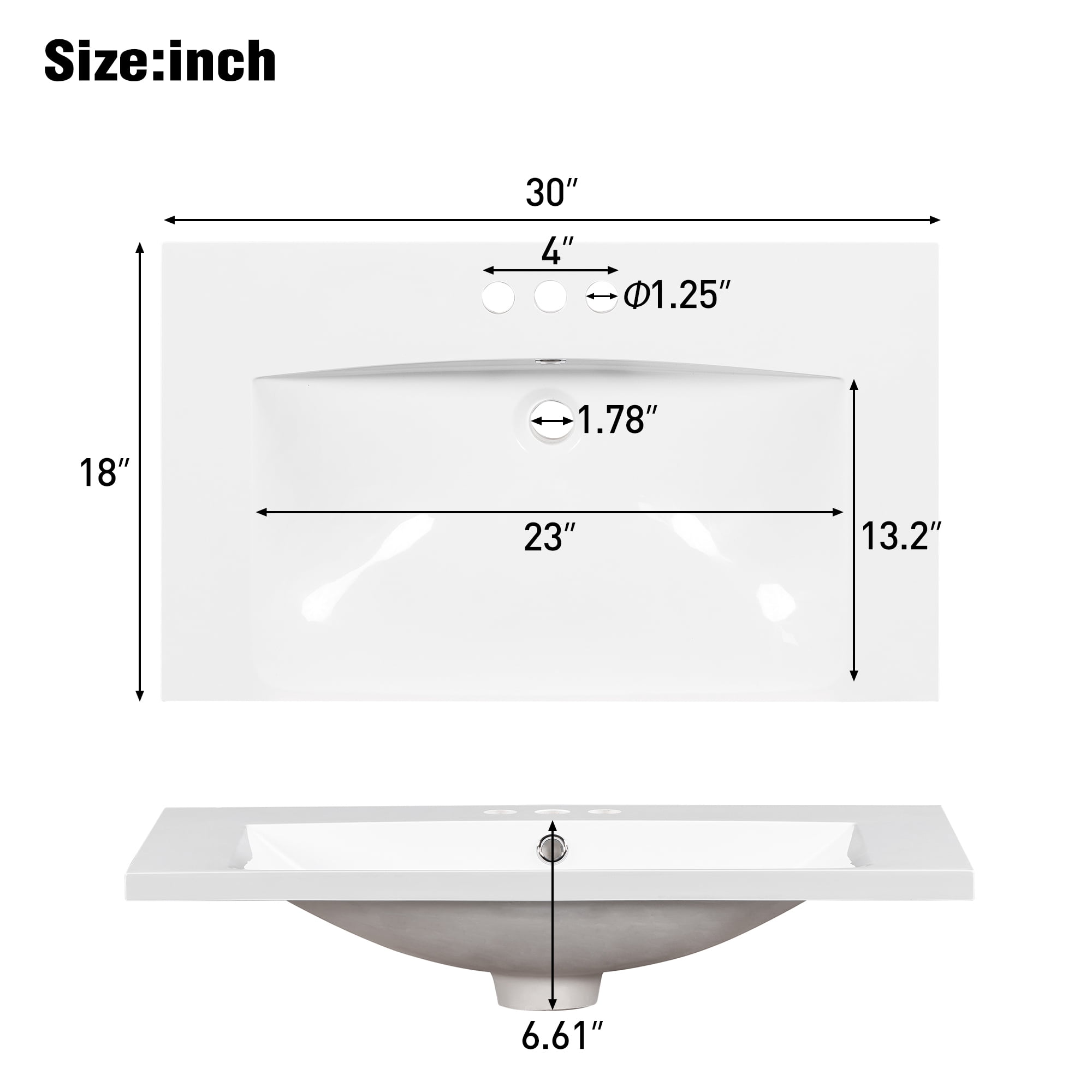 Euroco 30'' Bathroom Vanity with Top Sink, Modern Bathroom Storage Cabinet with 2 Drawers and a Tip-out Drawer, Single Sink Bathroom Vanity (Same as SW000122AAK-1)