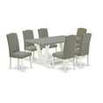 thumbnail image 2 of East West Furniture 7-Piece Fashionable Dining Room Table Set a Good Cement Color Kitchen Rectangular Table Top and 6 Excellent Linen Fabric Parson Chairs with Nail Heads and Stylish Chair Back,..., 2 of 10