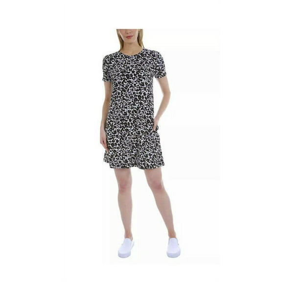 Ellen Tracy Ladies' Pima Cotton Dress with Side Seam Pockets - Leopard Gray , S