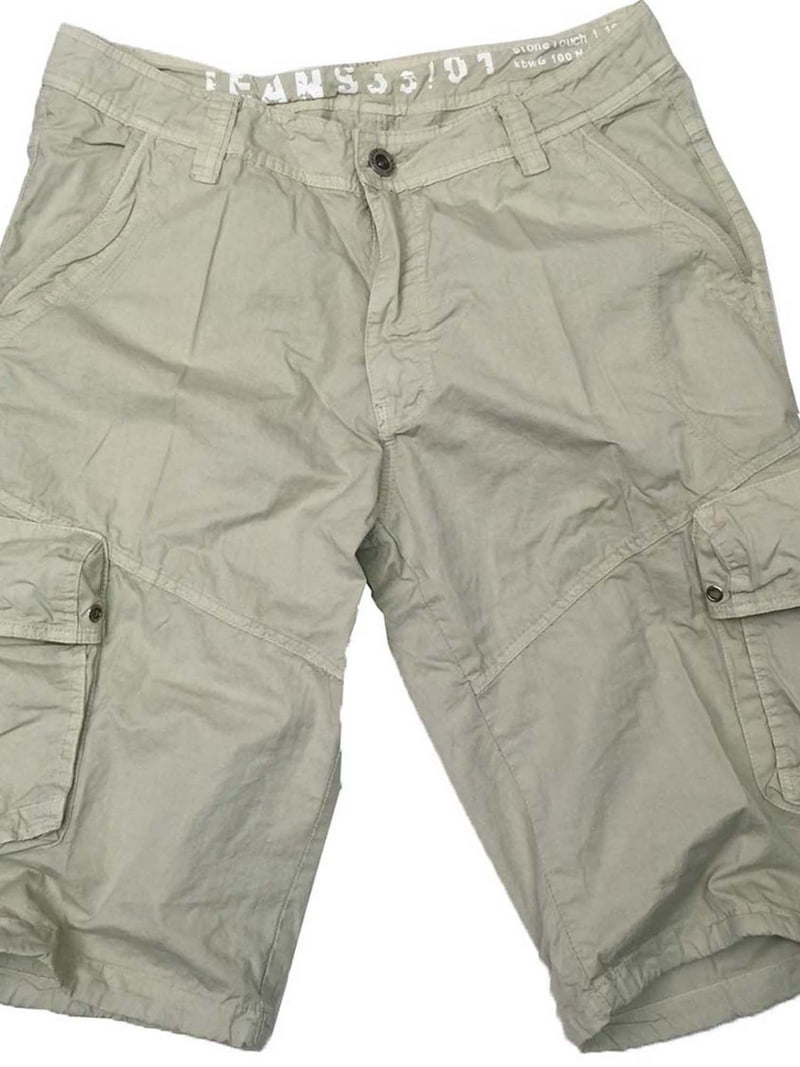 Stone Touch Men's Cargo Shorts, White + Stone color 2 pc