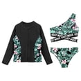 thumbnail image 3 of Doomiva 3 Pcs Printed Rash Guard Sets for Girls Upf 50+ Swim Cover Shirts One Shoulder Bikini Beach Tankini Bathing Suit Lily 6, 3 of 5