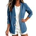 thumbnail image 2 of Classic Denim Cardigan for Women, Long Sleeve Open Front Jean Jacket - Casual Loose Fit Lightweight Shirt Coat for Spring Fall Layering Blue XXL, 2 of 6