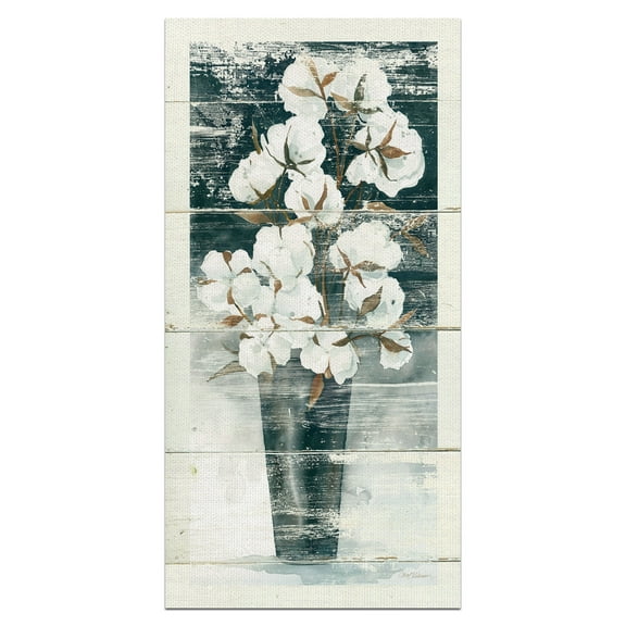 Masterpiece Art Gallery Country Cotton Weathered Vase By Carol Robinson Canvas Art Print 12" x 24"