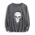 thumbnail image 2 of Xdegoge Womens Skull And Bats Graphic Tee Long Sleeve Halloween Shirt Creepy Gothic Casual Crewneck Fall Pullover Tops Novelty T Shirt, 2 of 7