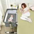 thumbnail image 3 of Infans Portable Baby Bedside Bassinet Infant Travel Bassinet Crib W/Carrying Bag Grey, 3 of 7