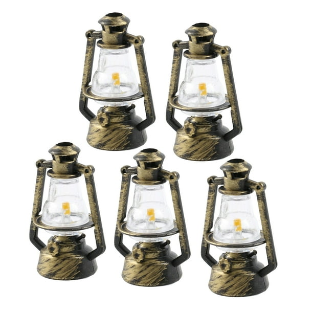 KAKOWELY 5 piezas de lámpara de queroseno, modelo decorativo, lámpara de queroseno en miniatura, adorno para fotos.