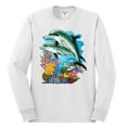 thumbnail image 2 of Pair of Dolphins Swimming in Ocean Animal Lover Mens Long Sleeve Shirt, White, 2XL, 2 of 3