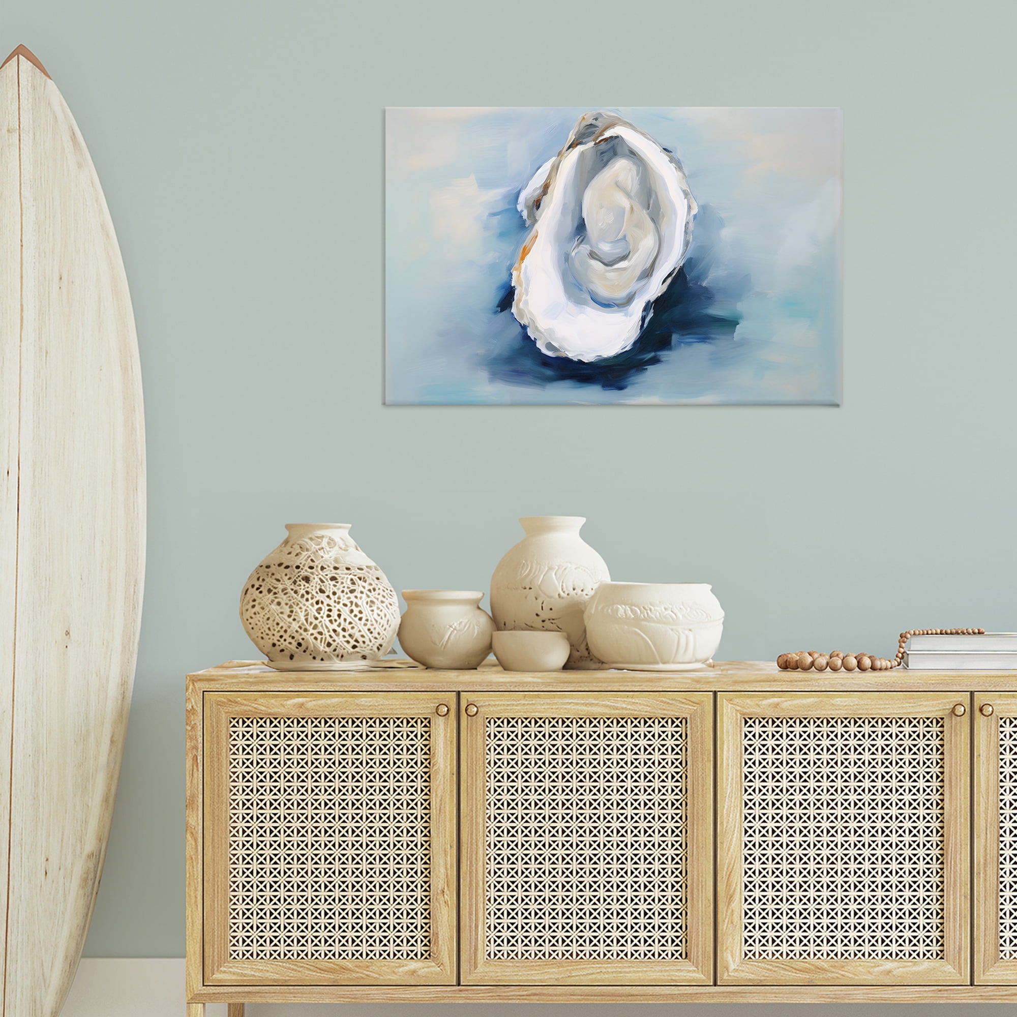Stupell Industries Traditional Oyster View Nautical & Beach Painting Wrapped Canvas Art Print Wall Art, 36 x 24