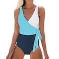 thumbnail image 3 of Sngxgn Swimsuit for Women Bathing Suits Front Cutout Adjustable Straps Ruched Swimwear(Blue,L), 3 of 7