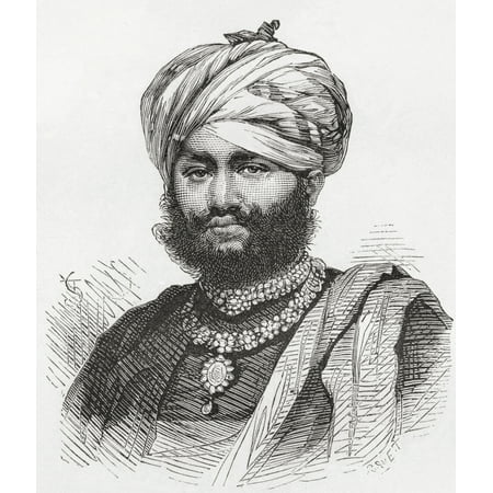 Maharao Pragmalji Ii 1839 To 1875 Rao Of Princely State Of Cutch India From El Mundo En La Mano Published 1878 Canvas Art - Ken Welsh Design Pics (26 x 30)