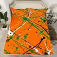 thumbnail image 2 of Manfei Orange Splash Splatter Bed Sheets, Modern Watercolor King Sheets, Chic Geometric Striped Sheet Set, Breathable Home Decor, 4pcs, 2 of 7