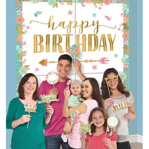 1st Birthday 'Boho Girl' Wall Poster Decorating Kit w/ Photo Props (16pc)