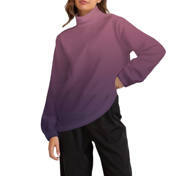 Breezora Womens Mock Neck Thermolite Pullover Winter Soft Brushed Inside Casual Crew Long Sleeve Lounge Top XL Size Purple