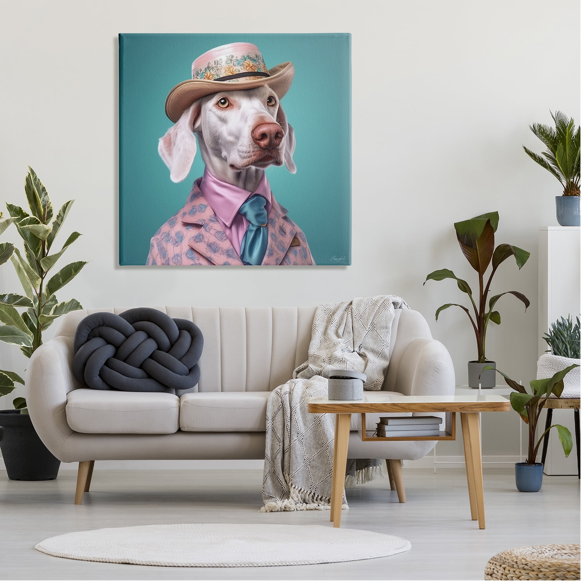 Stupell Industries Fancy Dog in Suit Animals & Insects Painting Gallery Wrapped Canvas Art Print Wall Art, 36 x 36