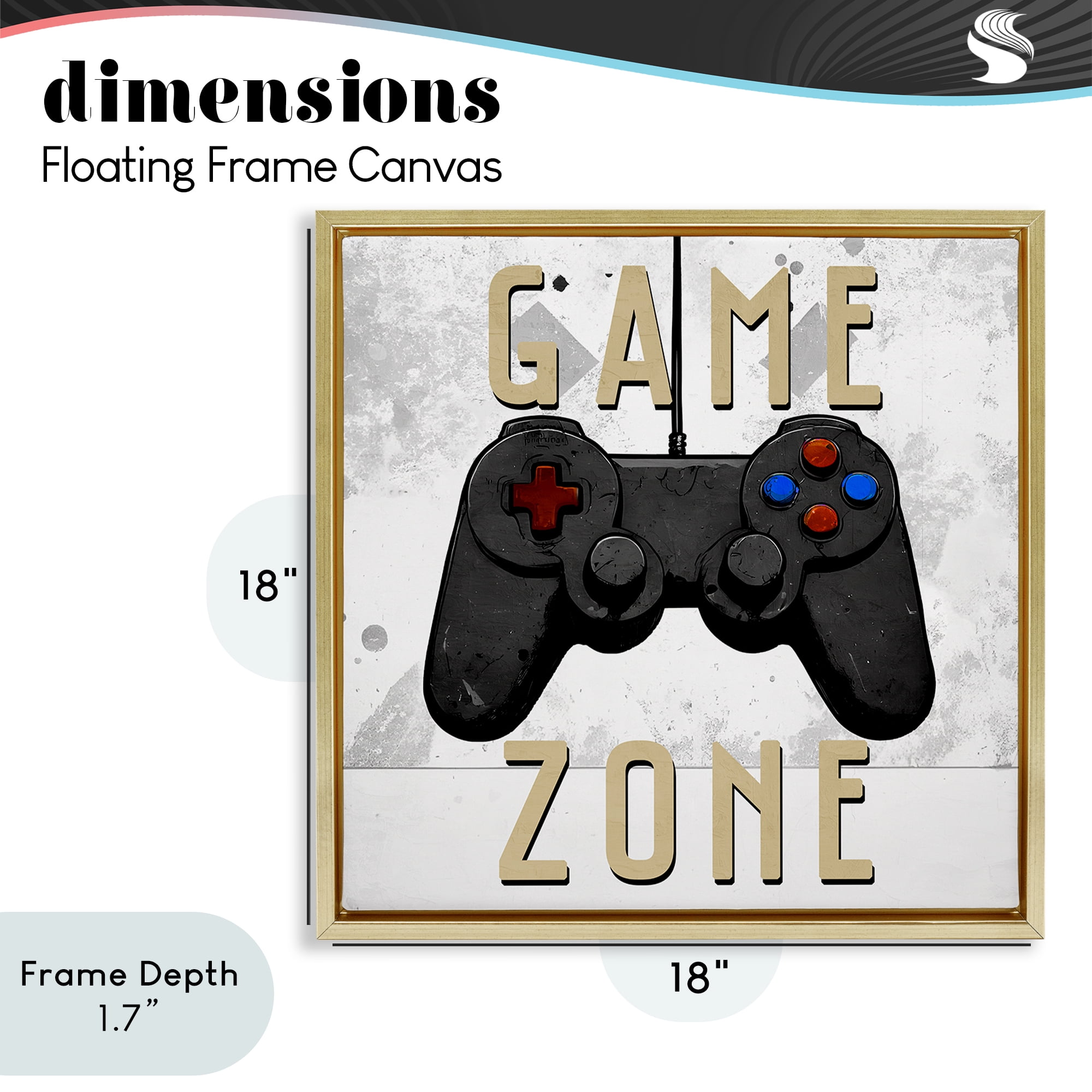 Stupell Industries Game Zone Control Gold Framed Floater Canvas Wall Art, design by Kim Allen