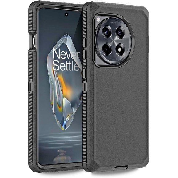 Case for Oneplus 12R 5G(2024), Phone Heavy Duty Shockproof Dustproof Rugged Protective, 3 in 1 Bumper Cover One Plus (Black)