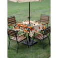 thumbnail image 3 of Outdoor Tablecloth with Umbrella Hole and Zipper, Happy Fall Square Table Cloth 60x60 Inch Waterproof Tablecloth, Thanksgiving Truck Pumpkin Leaf Scarecrows Picnic Table Cover for Patio Camping, 3 of 7