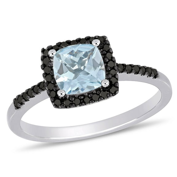 Everly Women's Aquamarine 10K White Gold Engagement Ring