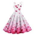 thumbnail image 2 of LWavelet 2026 Valentine's Ruffled Fitted Heart Dress, Women's Love Rose Print Sleeveless A Line Flowy Casual Sundresses White S, 2 of 4