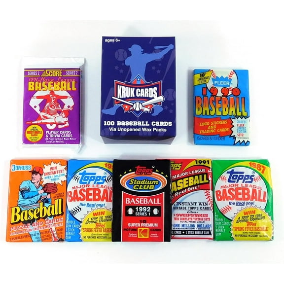 100 Vintage Baseball Cards in Older Factory Sealed Packs and 3 Hall of Fame Stars - Perfect for New Collectors and all Trading Card Lovers