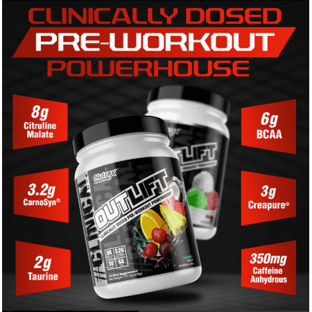 Nutrex Research's Outlift Pre-Workout Powder, Miami Vice, 10 Servings An Amino-Acid Power House!