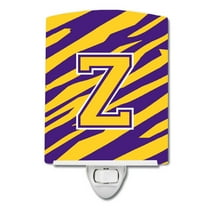 Caroline's Treasures CJ1022-ZCNL Letter Z Monogram - Tiger Stripe - Purple Gold Ceramic Night Light, 6x4x3", multicolor
