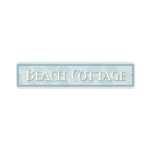 Beach Cottage Shells Aluminum Metal Decor Sign - 4x18 inches