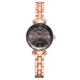 thumbnail image 1 of LVPAI Reloj de cuarzo con correa de aleación y números romanos retro a la moda para mujer (oro rosa + negro), 1 of 4