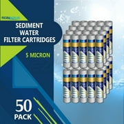 Sediment Water Filter Cartridge by Ronaqua 10"x 2.5", Four Layers of Filtration, Removes Sand, Dirt, Silt, Rust, made from Polypropylene (50 Pack, 5 Micron)