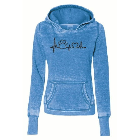 - Paw Print Heartbeat Pet Rescue Ladies Fleece Pullover Hoody