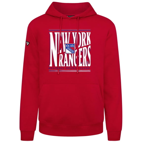 Men's Levelwear  Red New York Rangers Podium Powerhouse Pullover Hoodie