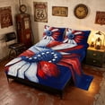 thumbnail image 2 of Manfei Oil Painting Daisy Queen Sheets, July 4th Gift Queen Sheet Sets, Red White Blue, Navy Reversible 4-Piece (1 Flat Sheet, 1 Fitted Sheet and 2 Pillowcases), 2 of 6