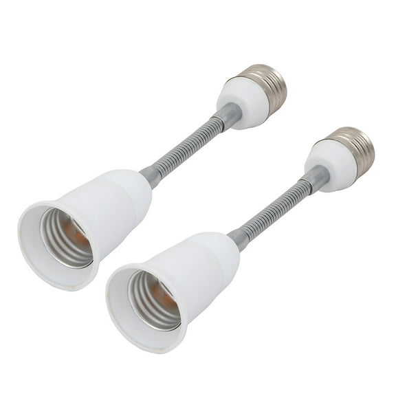 Unique Bargains 2pcs E27 to E27 Light Lamp Bulb All Direction Extender Adapter White 10cm Length