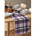 thumbnail image 6 of Purple Black Grey Plaid Burlap-Cotton Table Runner 120 Inches Long,Simple Check Stripes Lines Country Farmhouse Table Runners,Outdoor Dining Tablecloths Decor for Baby Shower Party Wedding 13x120, 6 of 9