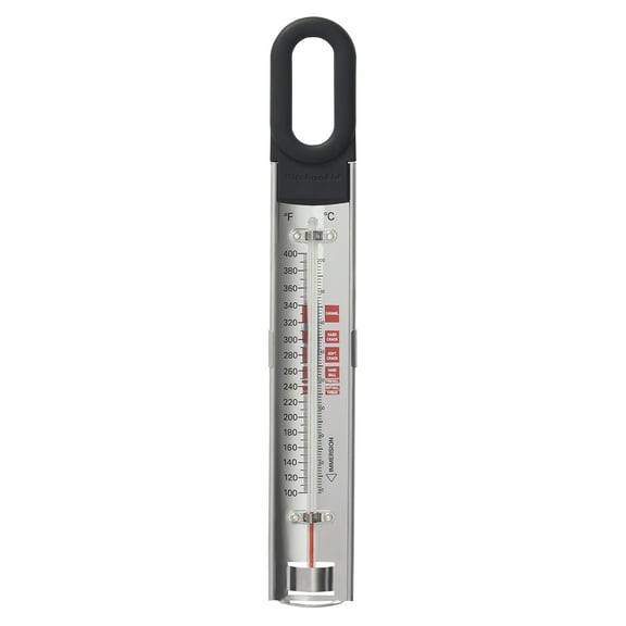 KitchenAid Curved Stainless Steel Paddle Candy and Deep Fry Thermometer, Black, KQ907