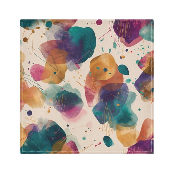1 Pack 20'' x20" Satin Table Napkins Dinner Napkins for wedding Party Decoration events Teal and Orange Abstract Shapes