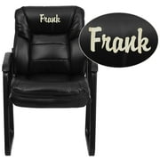 Flash Furniture Personalized Black LeatherSoft Executive Side Reception Chair with Lumbar Support and Sled Base