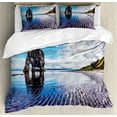 thumbnail image 1 of Iceland Duvet Cover Set King Size, Ocean Tide at Sunset Famous Rock Hvitserkur in the Form of a Big Mammoth Sky, Decorative 3 Piece Bedding Set with 2 Pillow Shams, Multicolor, by Ambesonne, 1 of 3