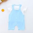 thumbnail image 2 of Summer New Children's Set Baby Boy Cotton Cartoon Cute Rabbit Ears Short Sleeve Strap Pants Casual Set, 2 of 5