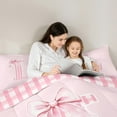 thumbnail image 5 of Manfei Bow Plaid 2pcs Bedding Comforter Set,Personalized Initial Twin Comforter Sets,Dreamy Princess Breathable Bedding Set,Lightweight Geometric Room Decor,Reversible, 5 of 8
