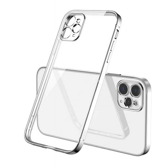 For iPhone 12 Pro Max Clear Silicone Case With Silver Edge