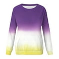thumbnail image 6 of BiZtdJrK Women's Casual Pullover Gradient Long Sleeve Crew Neck Sweatshirt Regular Fit Basic Fall Sweatshirts with Pocket Yellow L, 6 of 7