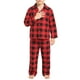 thumbnail image 2 of Conjunto de pijamas de cuadros de manga larga con botones para adultos y niños en rojo de INSPIRE CHIC, 2 of 4
