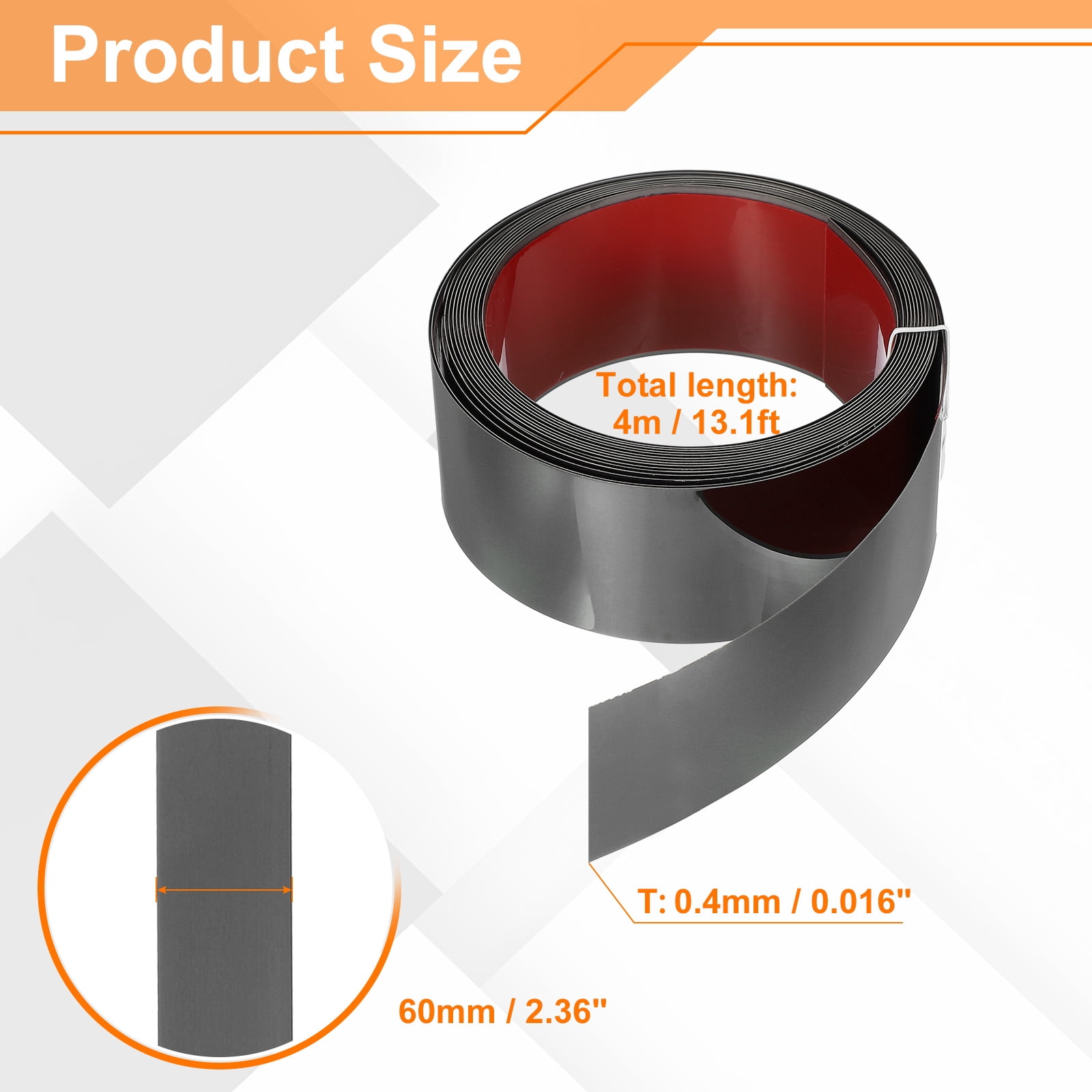 Uxcell Metal Wall Trim 13.1ft x 2.36" Peel and Stick Stainless Steel Trim, Black